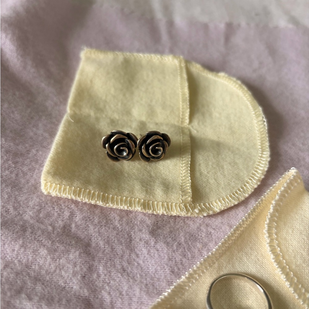 RETIRED James Avery Rose Blossom Stud  Earrings-Large